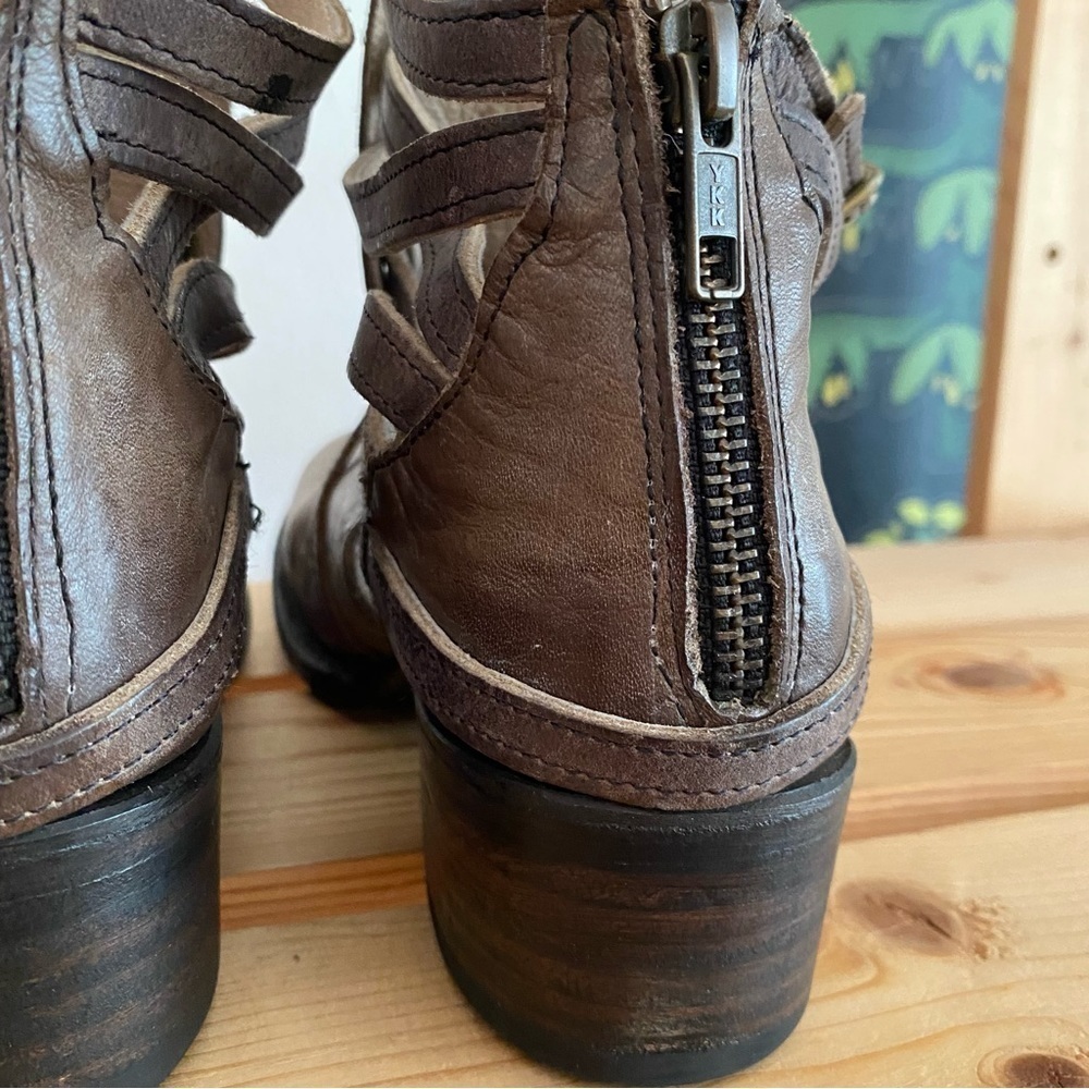Firebird by Steven Gray Brown Leather Distressed Stair Ankle Boot 6 - Picture 7 of 16